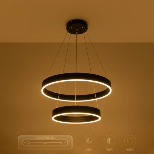 kelvo® VENOM KLV-101-0196-V2 Κρεμαστό Φωτιστικό Οροφής LED 75W 7500lm 120° AC 220-240V IP20 Ρυθμιζόμενο Λευκό CCT με Χειριστήριο από 2700K έως 6000K Dimmable – Lumileds SMD Chip – Μαύρο Ματ – Μ60 x Π60 x Υ40cm – 3 Χρόνια Εγγύηση