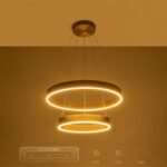 kelvo® VENOM KLV-101-0198 Κρεμαστό Φωτιστικό Οροφής LED 75W 7500lm 120° AC 220-240V IP20 Ρυθμιζόμενο Λευκό CCT με Χειριστήριο από 2700K έως 6000K Dimmable – Lumileds SMD Chip – Χρυσό Πλατίνα – Μ60 x Π60 x Υ40cm – 3 Χρόνια Εγγύηση