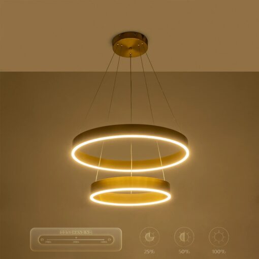 kelvo® VENOM KLV-101-0198 Κρεμαστό Φωτιστικό Οροφής LED 75W 7500lm 120° AC 220-240V IP20 Ρυθμιζόμενο Λευκό CCT με Χειριστήριο από 2700K έως 6000K Dimmable – Lumileds SMD Chip – Χρυσό Πλατίνα – Μ60 x Π60 x Υ40cm – 3 Χρόνια Εγγύηση
