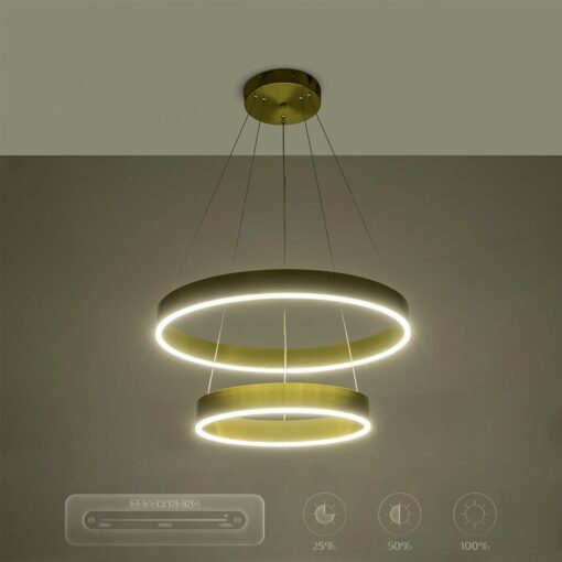 kelvo® VENOM KLV-101-0198-V2 Κρεμαστό Φωτιστικό Οροφής LED 75W 7500lm 120° AC 220-240V IP20 Ρυθμιζόμενο Λευκό CCT με Χειριστήριο από 2700K έως 6000K Dimmable – Lumileds SMD Chip – Χρυσό Πλατίνα – Μ60 x Π60 x Υ40cm – 3 Χρόνια Εγγύηση