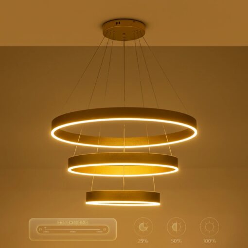 kelvo® VENOM KLV-101-0201 Κρεμαστό Φωτιστικό Οροφής LED 120W 12000lm 120° AC 220-240V IP20 Ρυθμιζόμενο Λευκό CCT με Χειριστήριο από 2700K έως 6000K Dimmable – Lumileds SMD Chip – Χρυσό Πλατίνα – Μ80 x Π80 x Υ80cm – 3 Χρόνια Εγγύηση