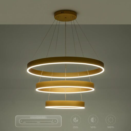 kelvo® VENOM KLV-101-0201 Κρεμαστό Φωτιστικό Οροφής LED 120W 12000lm 120° AC 220-240V IP20 Ρυθμιζόμενο Λευκό CCT με Χειριστήριο από 2700K έως 6000K Dimmable – Lumileds SMD Chip – Χρυσό Πλατίνα – Μ80 x Π80 x Υ80cm – 3 Χρόνια Εγγύηση