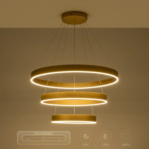 kelvo® VENOM KLV-101-0201-V2 Κρεμαστό Φωτιστικό Οροφής LED 120W 12000lm 120° AC 220-240V IP20 Ρυθμιζόμενο Λευκό CCT με Χειριστήριο από 2700K έως 6000K Dimmable – Lumileds SMD Chip – Χρυσό Πλατίνα – Μ80 x Π80 x Υ80cm – 3 Χρόνια Εγγύηση