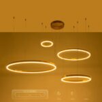 kelvo® VENOM KLV-101-0204 Κρεμαστό Φωτιστικό Οροφής LED 150W 15000lm 120° AC 220-240V IP20 Ρυθμιζόμενο Λευκό CCT με Χειριστήριο από 2700K έως 6000K Dimmable – Lumileds SMD Chip – Χρυσό Πλατίνα – Μ150 x Π90 x Υ60cm – 3 Χρόνια Εγγύηση