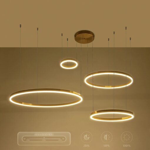 kelvo® VENOM KLV-101-0204 Κρεμαστό Φωτιστικό Οροφής LED 150W 15000lm 120° AC 220-240V IP20 Ρυθμιζόμενο Λευκό CCT με Χειριστήριο από 2700K έως 6000K Dimmable – Lumileds SMD Chip – Χρυσό Πλατίνα – Μ150 x Π90 x Υ60cm – 3 Χρόνια Εγγύηση