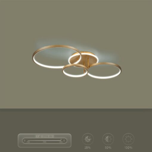 kelvo® NEMESIS KLV-101-0207 Φωτιστικό Οροφής LED 98W 9800lm 360° AC 220-240V IP20 Ρυθμιζόμενο Λευκό CCT με Χειριστήριο από 2700K έως 6000K Dimmable – Lumileds SMD Chip – Χρυσό Πλατίνα – Μ89 x Π60 x Υ19cm – 3 Χρόνια Εγγύηση