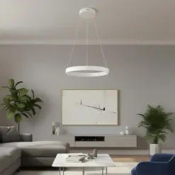 kelvo® NEMESIS KLV-101-0209 Κρεμαστό Φωτιστικό Οροφής LED 45W 4500lm 180° AC 220-240V IP20 Ρυθμιζόμενο Λευκό CCT με Χειριστήριο από 2700K έως 6000K Dimmable – Lumileds SMD Chip – Λευκό Ματ – Μ60 x Π60 x Υ4cm – 3 Χρόνια Εγγύηση