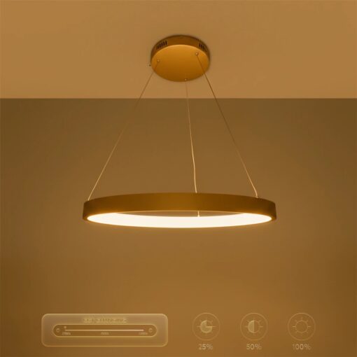 kelvo® NEMESIS KLV-101-0210 Κρεμαστό Φωτιστικό Οροφής LED 45W 4500lm 180° AC 220-240V IP20 Ρυθμιζόμενο Λευκό CCT με Χειριστήριο από 2700K έως 6000K Dimmable – Lumileds SMD Chip – Χρυσό Πλατίνα – Μ60 x Π60 x Υ4cm – 3 Χρόνια Εγγύηση