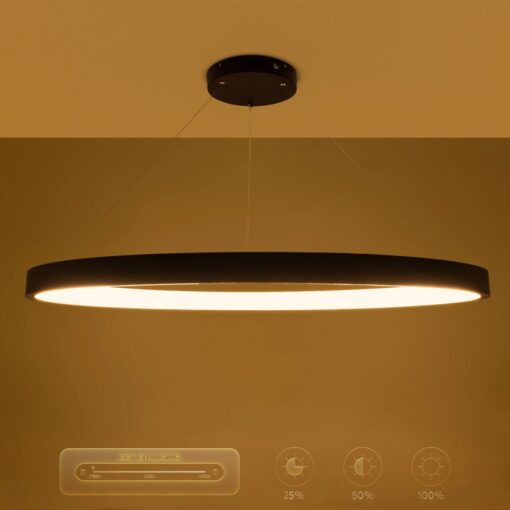 kelvo® NEMESIS KLV-101-0211 Κρεμαστό Φωτιστικό Οροφής LED 67W 6700lm 180° AC 220-240V IP20 Ρυθμιζόμενο Λευκό CCT με Χειριστήριο από 2700K έως 6000K Dimmable – Lumileds SMD Chip – Μαύρο Ματ – Μ80 x Π80 x Υ4cm – 3 Χρόνια Εγγύηση