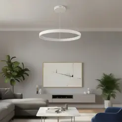 kelvo® NEMESIS KLV-101-0212 Κρεμαστό Φωτιστικό Οροφής LED 67W 6700lm 180° AC 220-240V IP20 Ρυθμιζόμενο Λευκό CCT με Χειριστήριο από 2700K έως 6000K Dimmable – Lumileds SMD Chip – Λευκό Ματ – Μ80 x Π80 x Υ4cm – 3 Χρόνια Εγγύηση