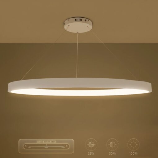 kelvo® NEMESIS KLV-101-0212 Κρεμαστό Φωτιστικό Οροφής LED 67W 6700lm 180° AC 220-240V IP20 Ρυθμιζόμενο Λευκό CCT με Χειριστήριο από 2700K έως 6000K Dimmable – Lumileds SMD Chip – Λευκό Ματ – Μ80 x Π80 x Υ4cm – 3 Χρόνια Εγγύηση