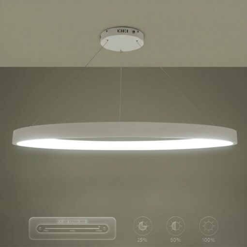 kelvo® NEMESIS KLV-101-0212 Κρεμαστό Φωτιστικό Οροφής LED 67W 6700lm 180° AC 220-240V IP20 Ρυθμιζόμενο Λευκό CCT με Χειριστήριο από 2700K έως 6000K Dimmable – Lumileds SMD Chip – Λευκό Ματ – Μ80 x Π80 x Υ4cm – 3 Χρόνια Εγγύηση