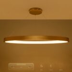kelvo® NEMESIS KLV-101-0213 Κρεμαστό Φωτιστικό Οροφής LED 67W 6700lm 180° AC 220-240V IP20 Ρυθμιζόμενο Λευκό CCT με Χειριστήριο από 2700K έως 6000K Dimmable – Lumileds SMD Chip – Χρυσό Πλατίνα – Μ80 x Π80 x Υ4cm – 3 Χρόνια Εγγύηση