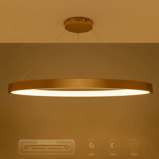 kelvo® NEMESIS KLV-101-0213 Κρεμαστό Φωτιστικό Οροφής LED 67W 6700lm 180° AC 220-240V IP20 Ρυθμιζόμενο Λευκό CCT με Χειριστήριο από 2700K έως 6000K Dimmable – Lumileds SMD Chip – Χρυσό Πλατίνα – Μ80 x Π80 x Υ4cm – 3 Χρόνια Εγγύηση