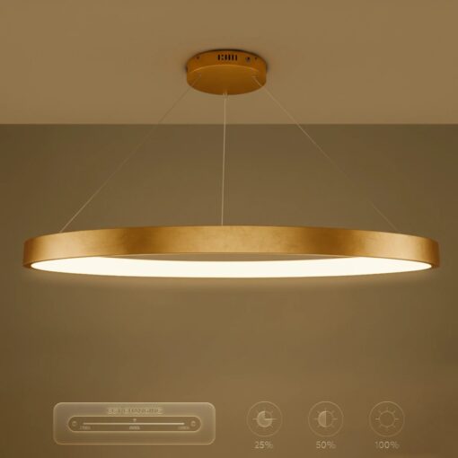 kelvo® NEMESIS KLV-101-0213 Κρεμαστό Φωτιστικό Οροφής LED 67W 6700lm 180° AC 220-240V IP20 Ρυθμιζόμενο Λευκό CCT με Χειριστήριο από 2700K έως 6000K Dimmable – Lumileds SMD Chip – Χρυσό Πλατίνα – Μ80 x Π80 x Υ4cm – 3 Χρόνια Εγγύηση