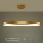 kelvo® NEMESIS KLV-101-0213 Κρεμαστό Φωτιστικό Οροφής LED 67W 6700lm 180° AC 220-240V IP20 Ρυθμιζόμενο Λευκό CCT με Χειριστήριο από 2700K έως 6000K Dimmable – Lumileds SMD Chip – Χρυσό Πλατίνα – Μ80 x Π80 x Υ4cm – 3 Χρόνια Εγγύηση