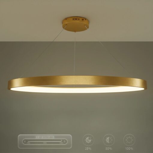 kelvo® NEMESIS KLV-101-0213 Κρεμαστό Φωτιστικό Οροφής LED 67W 6700lm 180° AC 220-240V IP20 Ρυθμιζόμενο Λευκό CCT με Χειριστήριο από 2700K έως 6000K Dimmable – Lumileds SMD Chip – Χρυσό Πλατίνα – Μ80 x Π80 x Υ4cm – 3 Χρόνια Εγγύηση