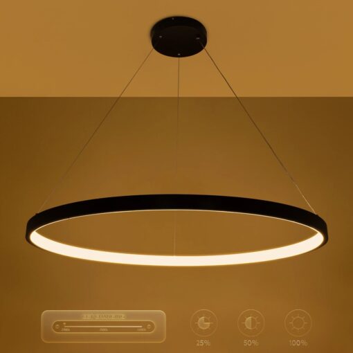 kelvo® NEMESIS KLV-101-0214 Κρεμαστό Φωτιστικό Οροφής LED 75W 7500lm 180° AC 220-240V IP20 Ρυθμιζόμενο Λευκό CCT με Χειριστήριο από 2700K έως 6000K Dimmable – Lumileds SMD Chip – Μαύρο Ματ – Μ100 x Π100 x Υ4cm – 3 Χρόνια Εγγύηση