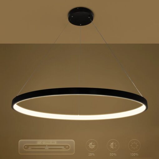 kelvo® NEMESIS KLV-101-0214 Κρεμαστό Φωτιστικό Οροφής LED 75W 7500lm 180° AC 220-240V IP20 Ρυθμιζόμενο Λευκό CCT με Χειριστήριο από 2700K έως 6000K Dimmable – Lumileds SMD Chip – Μαύρο Ματ – Μ100 x Π100 x Υ4cm – 3 Χρόνια Εγγύηση