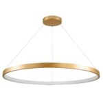 kelvo® NEMESIS KLV-101-0216 Κρεμαστό Φωτιστικό Οροφής LED 75W 7500lm 180° AC 220-240V IP20 Ρυθμιζόμενο Λευκό CCT με Χειριστήριο από 2700K έως 6000K Dimmable – Lumileds SMD Chip – Χρυσό Πλατίνα – Μ100 x Π100 x Υ4cm – 3 Χρόνια Εγγύηση