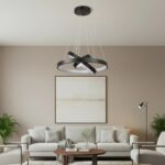 kelvo® NEMESIS KLV-101-0217-V2 Κρεμαστό Φωτιστικό Οροφής LED 100W 10000lm 180° AC 220-240V IP20 Ρυθμιζόμενο Λευκό CCT με Χειριστήριο από 2700K έως 6000K Dimmable – Lumileds SMD Chip – Μαύρο Ματ – Μ60 x Π60 x Υ60cm – 3 Χρόνια Εγγύηση