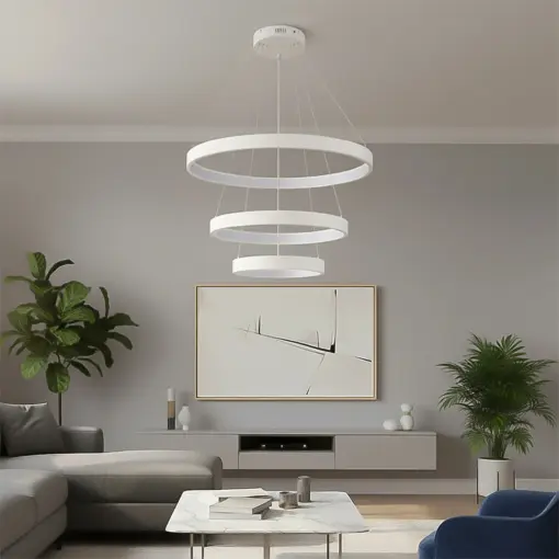 kelvo® NEMESIS KLV-101-0218 Κρεμαστό Φωτιστικό Οροφής LED 100W 10000lm 180° AC 220-240V IP20 Ρυθμιζόμενο Λευκό CCT με Χειριστήριο από 2700K έως 6000K Dimmable – Lumileds SMD Chip – Λευκό Ματ – Μ60 x Π60 x Υ60cm – 3 Χρόνια Εγγύηση