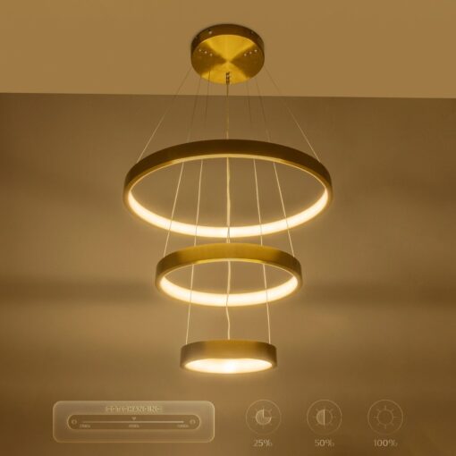 kelvo® NEMESIS KLV-101-0219-V2 Κρεμαστό Φωτιστικό Οροφής LED 100W 10000lm 180° AC 220-240V IP20 Ρυθμιζόμενο Λευκό CCT με Χειριστήριο από 2700K έως 6000K Dimmable – Lumileds SMD Chip – Χρυσό Πλατίνα – Μ60 x Π60 x Υ60cm – 3 Χρόνια Εγγύηση
