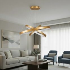 kelvo® NEMESIS KLV-101-0222-V2 Κρεμαστό Φωτιστικό Οροφής LED 120W 12000lm 180° AC 220-240V IP20 Ρυθμιζόμενο Λευκό CCT με Χειριστήριο από 2700K έως 6000K Dimmable – Lumileds SMD Chip – Χρυσό Πλατίνα – Μ80 x Π80 x Υ80cm – 3 Χρόνια Εγγύηση
