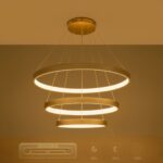 kelvo® NEMESIS KLV-101-0222 Κρεμαστό Φωτιστικό Οροφής LED 120W 12000lm 180° AC 220-240V IP20 Ρυθμιζόμενο Λευκό CCT με Χειριστήριο από 2700K έως 6000K Dimmable – Lumileds SMD Chip – Χρυσό Πλατίνα – Μ80 x Π80 x Υ80cm – 3 Χρόνια Εγγύηση