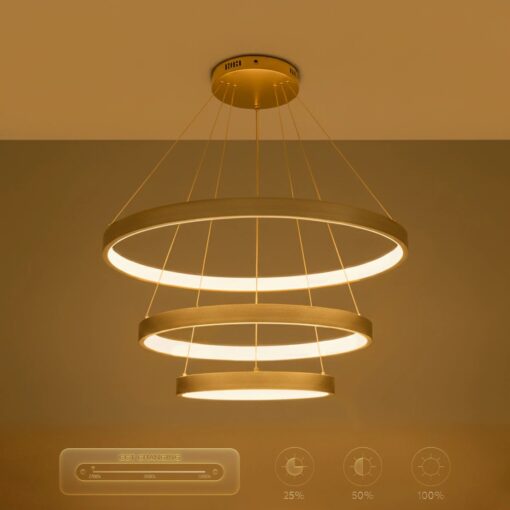 kelvo® NEMESIS KLV-101-0222 Κρεμαστό Φωτιστικό Οροφής LED 120W 12000lm 180° AC 220-240V IP20 Ρυθμιζόμενο Λευκό CCT με Χειριστήριο από 2700K έως 6000K Dimmable – Lumileds SMD Chip – Χρυσό Πλατίνα – Μ80 x Π80 x Υ80cm – 3 Χρόνια Εγγύηση