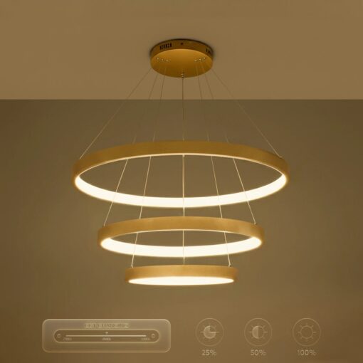 kelvo® NEMESIS KLV-101-0222 Κρεμαστό Φωτιστικό Οροφής LED 120W 12000lm 180° AC 220-240V IP20 Ρυθμιζόμενο Λευκό CCT με Χειριστήριο από 2700K έως 6000K Dimmable – Lumileds SMD Chip – Χρυσό Πλατίνα – Μ80 x Π80 x Υ80cm – 3 Χρόνια Εγγύηση