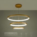 kelvo® NEMESIS KLV-101-0222-V2 Κρεμαστό Φωτιστικό Οροφής LED 120W 12000lm 180° AC 220-240V IP20 Ρυθμιζόμενο Λευκό CCT με Χειριστήριο από 2700K έως 6000K Dimmable – Lumileds SMD Chip – Χρυσό Πλατίνα – Μ80 x Π80 x Υ80cm – 3 Χρόνια Εγγύηση