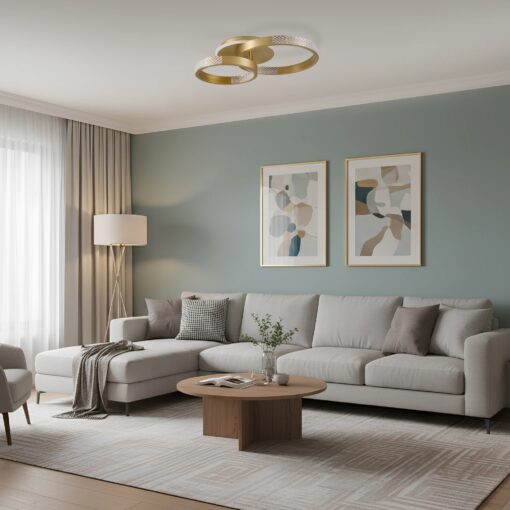 kelvo® DIAMOND KLV-101-0225 Φωτιστικό Οροφής LED 67W 6700lm 360° AC 220-240V IP20 Ρυθμιζόμενο Λευκό CCT με Χειριστήριο από 2700K έως 6000K Dimmable – Lumileds SMD Chip – Χρυσό Πλατίνα – Μ60 x Π40 x Υ14cm – 3 Χρόνια Εγγύηση