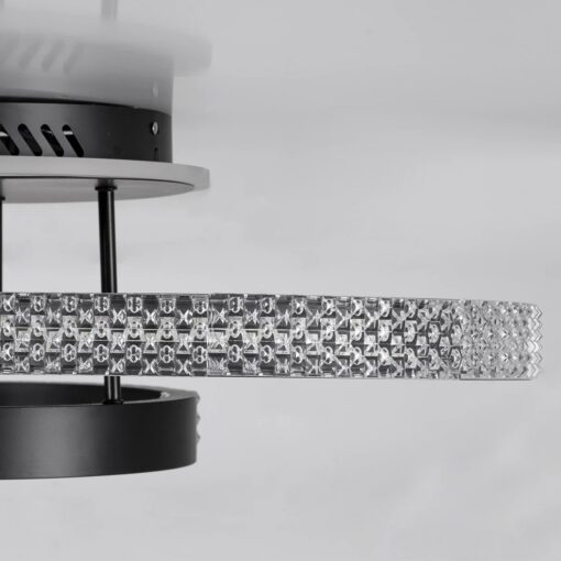 kelvo® DIAMOND KLV-101-0226 Φωτιστικό Οροφής LED 100W 10000lm 360° AC 220-240V IP20 Ρυθμιζόμενο Λευκό CCT με Χειριστήριο από 2700K έως 6000K Dimmable – Lumileds SMD Chip – Μαύρο Ματ – Μ80 x Π50 x Υ20cm – 3 Χρόνια Εγγύηση