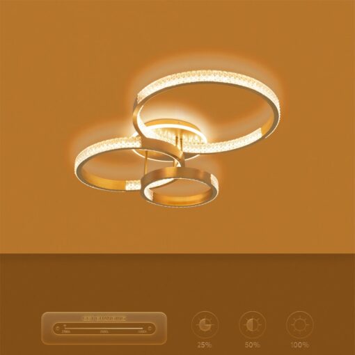 kelvo® DIAMOND KLV-101-0228 Φωτιστικό Οροφής LED 100W 10000lm 360° AC 220-240V IP20 Ρυθμιζόμενο Λευκό CCT με Χειριστήριο από 2700K έως 6000K Dimmable – Lumileds SMD Chip – Χρυσό Πλατίνα – Μ80 x Π50 x Υ20cm – 3 Χρόνια Εγγύηση
