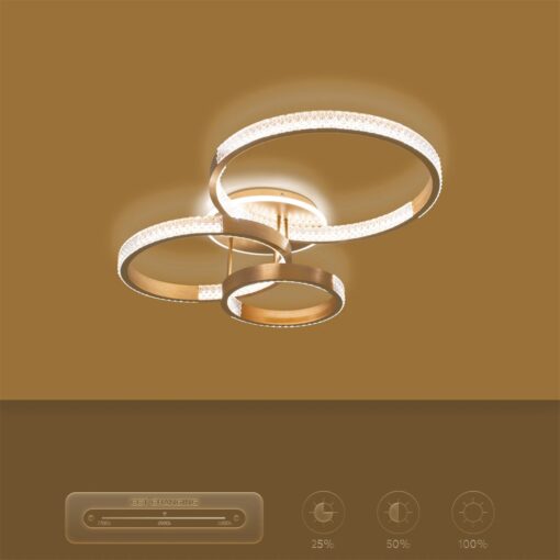 kelvo® DIAMOND KLV-101-0228 Φωτιστικό Οροφής LED 100W 10000lm 360° AC 220-240V IP20 Ρυθμιζόμενο Λευκό CCT με Χειριστήριο από 2700K έως 6000K Dimmable – Lumileds SMD Chip – Χρυσό Πλατίνα – Μ80 x Π50 x Υ20cm – 3 Χρόνια Εγγύηση