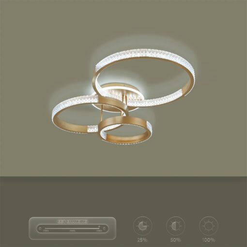 kelvo® DIAMOND KLV-101-0228 Φωτιστικό Οροφής LED 100W 10000lm 360° AC 220-240V IP20 Ρυθμιζόμενο Λευκό CCT με Χειριστήριο από 2700K έως 6000K Dimmable – Lumileds SMD Chip – Χρυσό Πλατίνα – Μ80 x Π50 x Υ20cm – 3 Χρόνια Εγγύηση