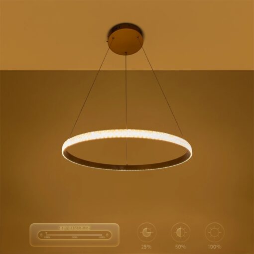 kelvo® DIAMOND KLV-101-0230 Κρεμαστό Φωτιστικό Οροφής LED 45W 4500lm 180° AC 220-240V IP20 Ρυθμιζόμενο Λευκό CCT με Χειριστήριο από 2700K έως 6000K Dimmable – Lumileds SMD Chip – Χρυσό Πλατίνα – Μ60 x Π60 x Υ3cm – 3 Χρόνια Εγγύηση