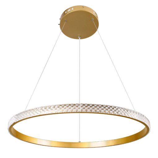 kelvo® DIAMOND KLV-101-0230 Κρεμαστό Φωτιστικό Οροφής LED 45W 4500lm 180° AC 220-240V IP20 Ρυθμιζόμενο Λευκό CCT με Χειριστήριο από 2700K έως 6000K Dimmable – Lumileds SMD Chip – Χρυσό Πλατίνα – Μ60 x Π60 x Υ3cm – 3 Χρόνια Εγγύηση