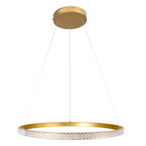 kelvo® DIAMOND KLV-101-0230 Κρεμαστό Φωτιστικό Οροφής LED 45W 4500lm 180° AC 220-240V IP20 Ρυθμιζόμενο Λευκό CCT με Χειριστήριο από 2700K έως 6000K Dimmable – Lumileds SMD Chip – Χρυσό Πλατίνα – Μ60 x Π60 x Υ3cm – 3 Χρόνια Εγγύηση
