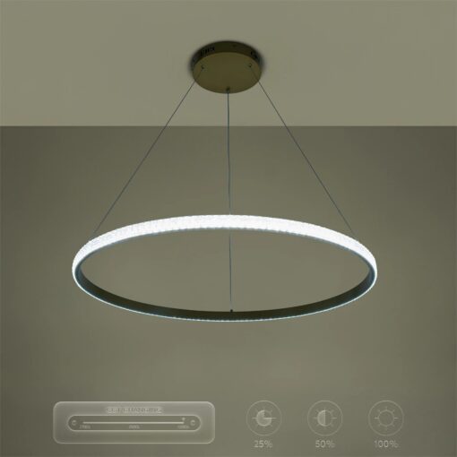 kelvo® DIAMOND KLV-101-0232 Κρεμαστό Φωτιστικό Οροφής LED 67W 6700lm 180° AC 220-240V IP20 Ρυθμιζόμενο Λευκό CCT με Χειριστήριο από 2700K έως 6000K Dimmable – Lumileds SMD Chip – Χρυσό Πλατίνα – Μ80 x Π80 x Υ3cm – 3 Χρόνια Εγγύηση