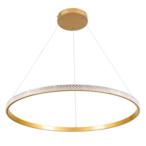 kelvo® DIAMOND KLV-101-0232 Κρεμαστό Φωτιστικό Οροφής LED 67W 6700lm 180° AC 220-240V IP20 Ρυθμιζόμενο Λευκό CCT με Χειριστήριο από 2700K έως 6000K Dimmable – Lumileds SMD Chip – Χρυσό Πλατίνα – Μ80 x Π80 x Υ3cm – 3 Χρόνια Εγγύηση