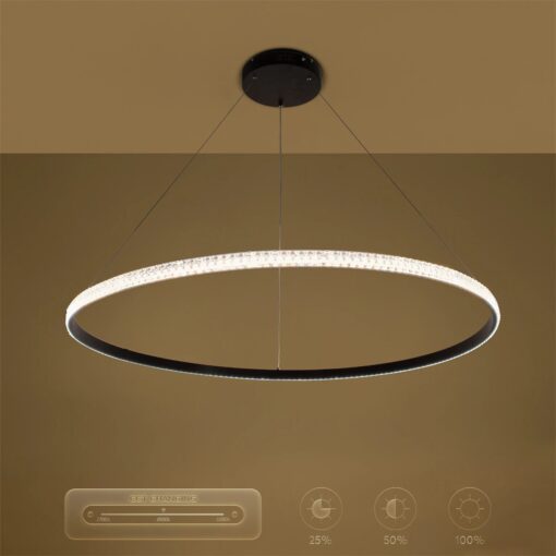 kelvo® DIAMOND KLV-101-0233 Κρεμαστό Φωτιστικό Οροφής LED 75W 7500lm 180° AC 220-240V IP20 Ρυθμιζόμενο Λευκό CCT με Χειριστήριο από 2700K έως 6000K Dimmable – Lumileds SMD Chip – Μαύρο Ματ – Μ100 x Π100 x Υ3cm – 3 Χρόνια Εγγύηση
