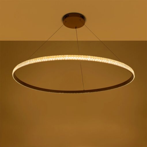 kelvo® DIAMOND KLV-101-0234 Κρεμαστό Φωτιστικό Οροφής LED 75W 7500lm 180° AC 220-240V IP20 Ρυθμιζόμενο Λευκό CCT με Χειριστήριο από 2700K έως 6000K Dimmable – Lumileds SMD Chip – Χρυσό Πλατίνα – Μ100 x Π100 x Υ3cm – 3 Χρόνια Εγγύηση