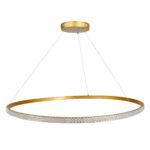 kelvo® DIAMOND KLV-101-0234 Κρεμαστό Φωτιστικό Οροφής LED 75W 7500lm 180° AC 220-240V IP20 Ρυθμιζόμενο Λευκό CCT με Χειριστήριο από 2700K έως 6000K Dimmable – Lumileds SMD Chip – Χρυσό Πλατίνα – Μ100 x Π100 x Υ3cm – 3 Χρόνια Εγγύηση
