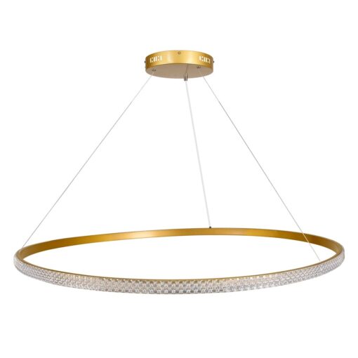 kelvo® DIAMOND KLV-101-0234 Κρεμαστό Φωτιστικό Οροφής LED 75W 7500lm 180° AC 220-240V IP20 Ρυθμιζόμενο Λευκό CCT με Χειριστήριο από 2700K έως 6000K Dimmable – Lumileds SMD Chip – Χρυσό Πλατίνα – Μ100 x Π100 x Υ3cm – 3 Χρόνια Εγγύηση