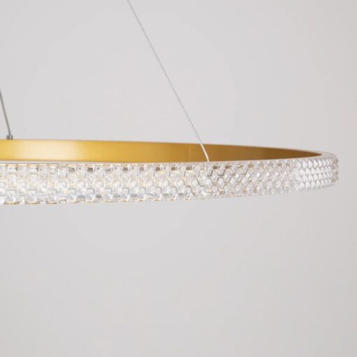 kelvo® DIAMOND KLV-101-0234 Κρεμαστό Φωτιστικό Οροφής LED 75W 7500lm 180° AC 220-240V IP20 Ρυθμιζόμενο Λευκό CCT με Χειριστήριο από 2700K έως 6000K Dimmable – Lumileds SMD Chip – Χρυσό Πλατίνα – Μ100 x Π100 x Υ3cm – 3 Χρόνια Εγγύηση
