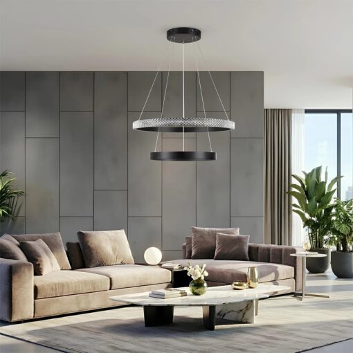 kelvo® DIAMOND KLV-101-0235 Κρεμαστό Φωτιστικό Οροφής LED 75W 7500lm 360° AC 220-240V IP20 Ρυθμιζόμενο Λευκό CCT με Χειριστήριο από 2700K έως 6000K Dimmable – Lumileds SMD Chip – Μαύρο Ματ – Μ60 x Π60 x Υ40cm – 3 Χρόνια Εγγύηση