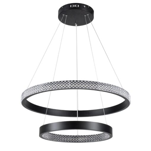 kelvo® DIAMOND KLV-101-0235 Κρεμαστό Φωτιστικό Οροφής LED 75W 7500lm 360° AC 220-240V IP20 Ρυθμιζόμενο Λευκό CCT με Χειριστήριο από 2700K έως 6000K Dimmable – Lumileds SMD Chip – Μαύρο Ματ – Μ60 x Π60 x Υ40cm – 3 Χρόνια Εγγύηση
