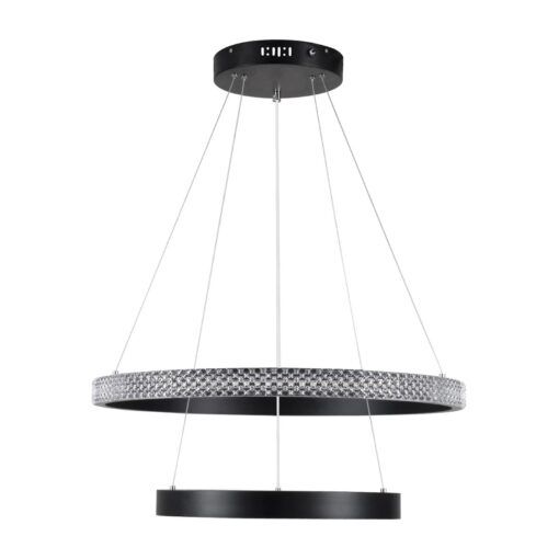 kelvo® DIAMOND KLV-101-0235 Κρεμαστό Φωτιστικό Οροφής LED 75W 7500lm 360° AC 220-240V IP20 Ρυθμιζόμενο Λευκό CCT με Χειριστήριο από 2700K έως 6000K Dimmable – Lumileds SMD Chip – Μαύρο Ματ – Μ60 x Π60 x Υ40cm – 3 Χρόνια Εγγύηση